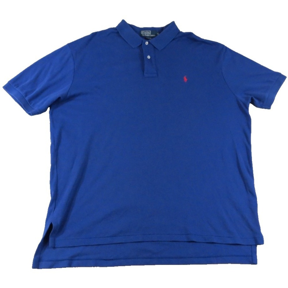 Polo Ralph Lauren Preppy Shirt Men XL Blue Red Pony Slit High Low Performance
